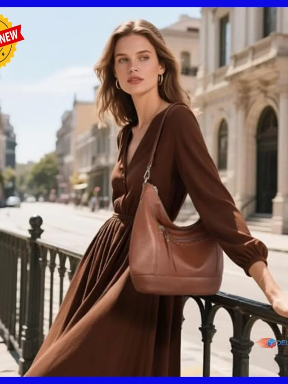 Genuine Leather Hobo Crossbody Bag with Removable Straps, Lightweight